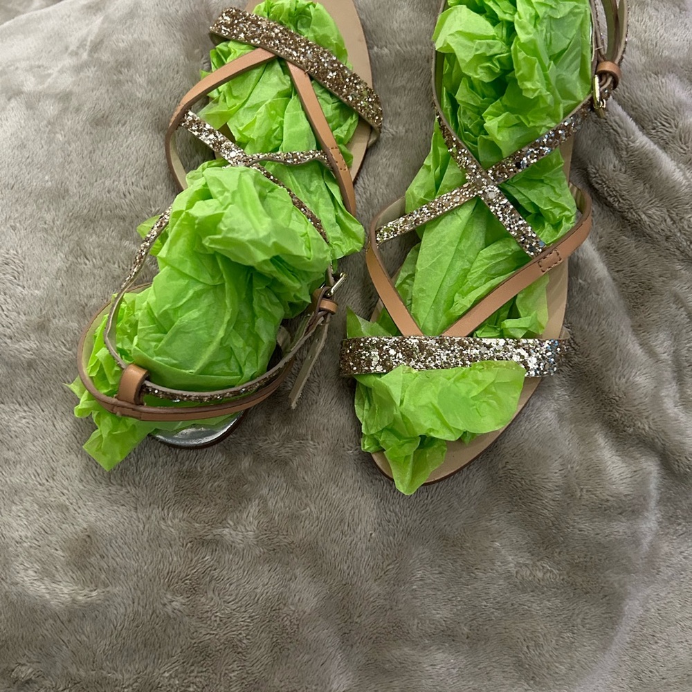 Zara Basic Collection Gold Sandals Flat - image 6